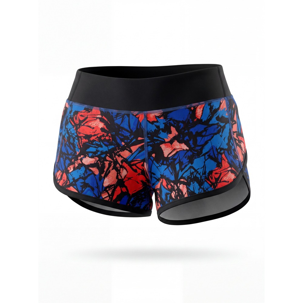 Lululemon Speed Up Shorts Womens 4 Blue Coral Black Excellent Abstract‎ Running